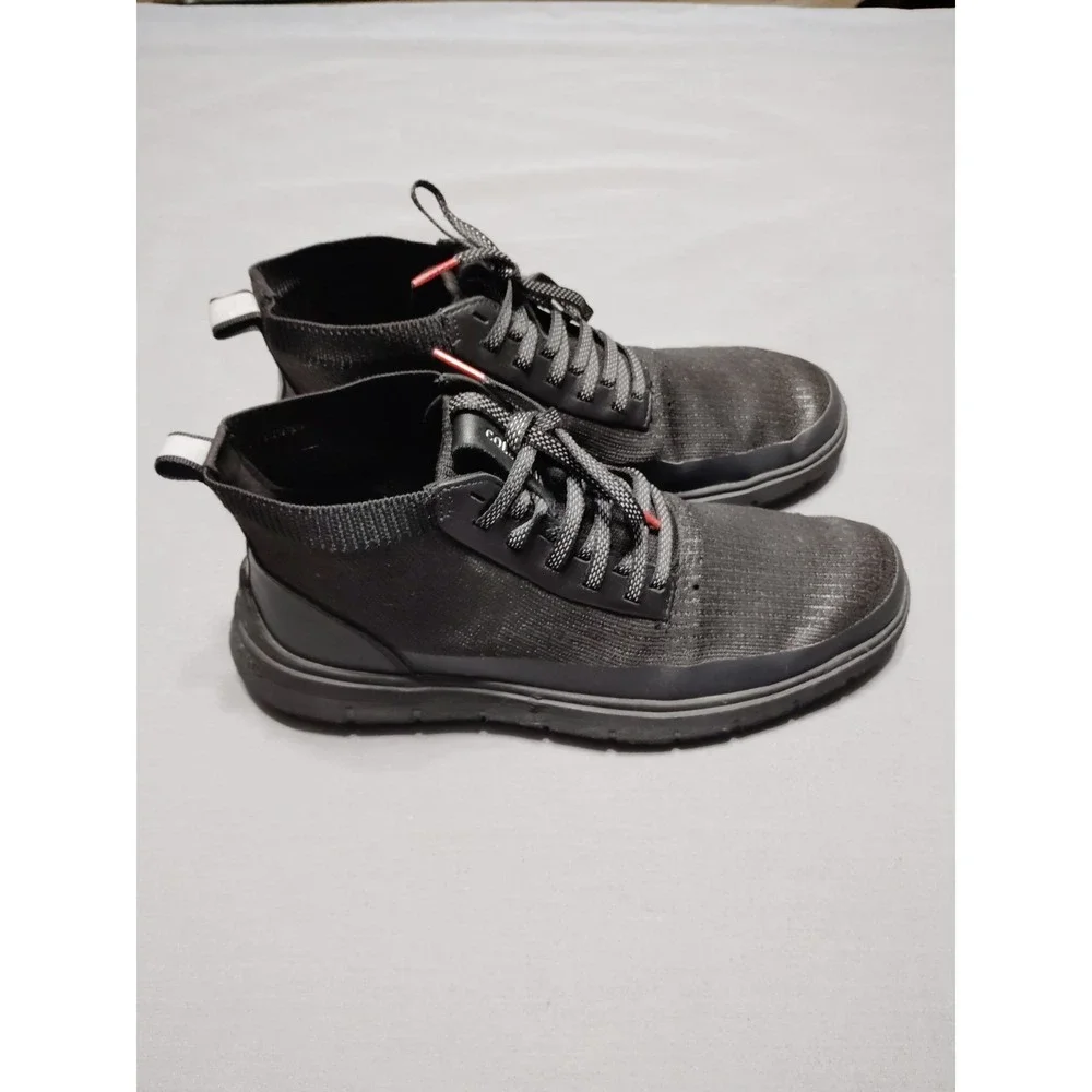 Cole Haan C32419 Generation ZeroGrand Black Lace-Up High-Top Shoes Men 9 Preppy*